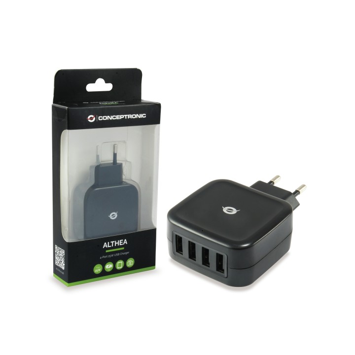 Cargador Pared CONCEPTRONIC 25W 4USB2 Negro (ALTHEA04B)