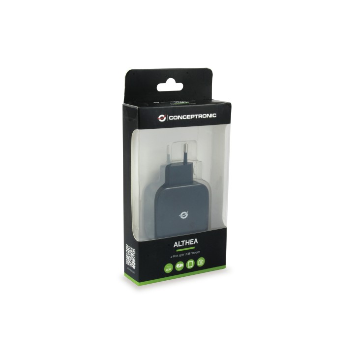 Cargador Pared CONCEPTRONIC 25W 4USB2 Negro (ALTHEA04B)