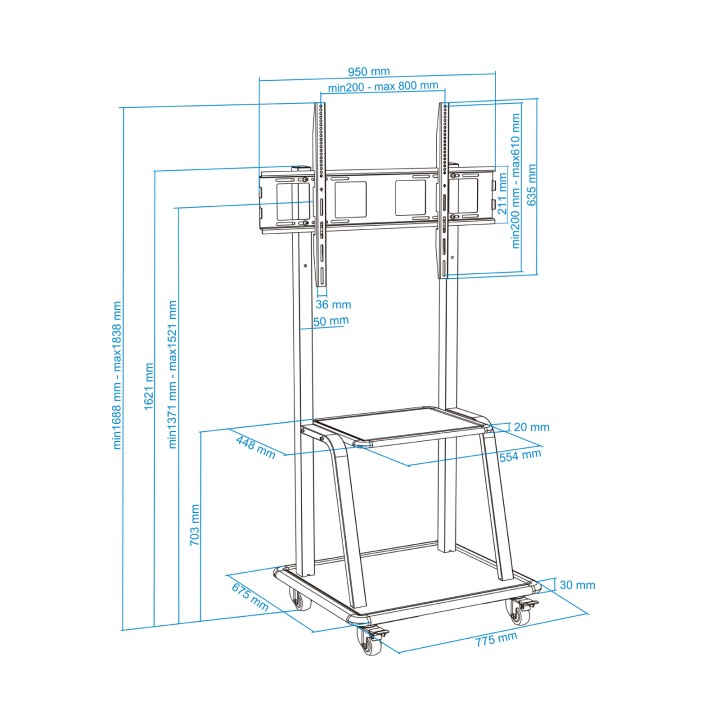 Soporte Suelo TOOQ 37"-100" Ruedas 150Kg (FS20100M-B)