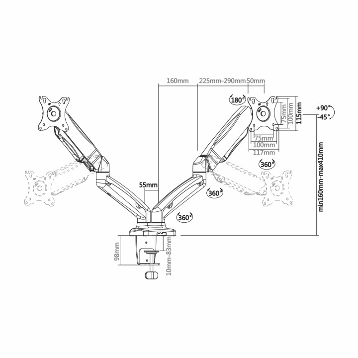 Soporte Mesa AISENS 13"-32" Gira/Inclina (DT27TSR-045)