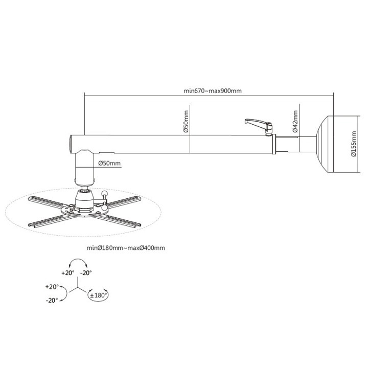 Soporte Proyector EQUIP pared Gira/Incli.30Kg(EQ650704)