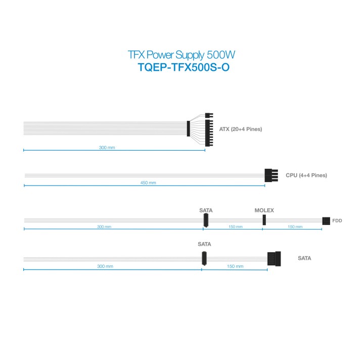 Fuente TooQ EP-II ATX 500W PFC 80mm (TQEP-TFX500S-O)