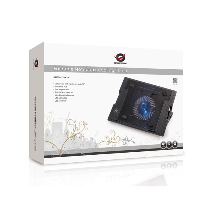 Base Refrig CONCEPTRONIC 140mm 17" USB (CNBCOOLSTAND1F)
