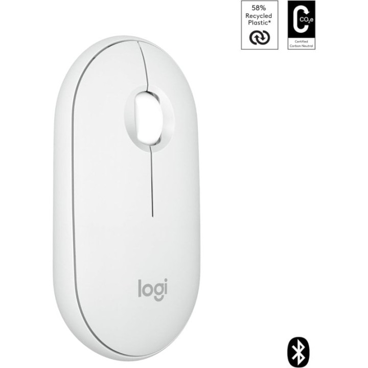 Logitech Pebble Mouse 2 M350s Ratón Inalámbrico Blanco 4000 DPI