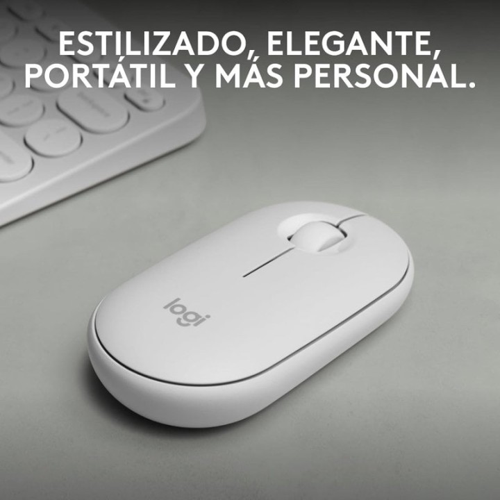 Logitech Pebble Mouse 2 M350s Ratón Inalámbrico Blanco 4000 DPI