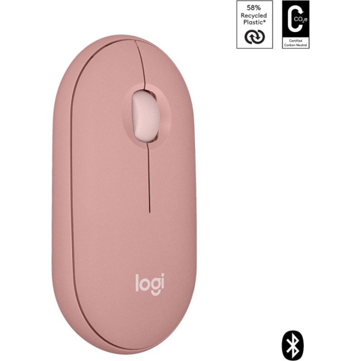 Logitech Pebble Mouse 2 M350s Ratón Inalámbrico Rosa 4000 DPI