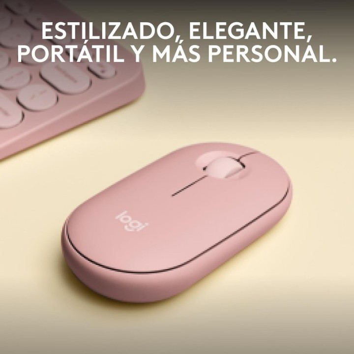 Logitech Pebble Mouse 2 M350s Ratón Inalámbrico Rosa 4000 DPI