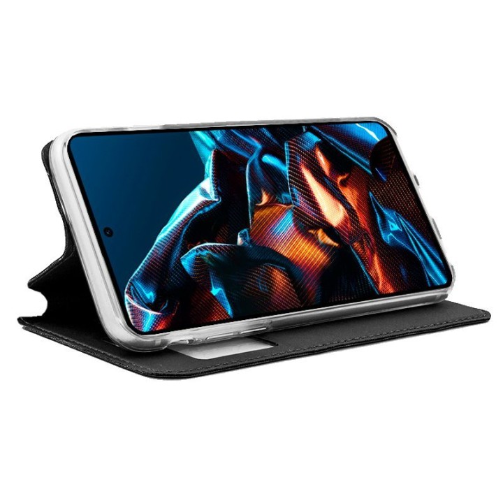 Cool Funda Flip Cover Liso Negro para Xiaomi Poco X5 Pro 5G