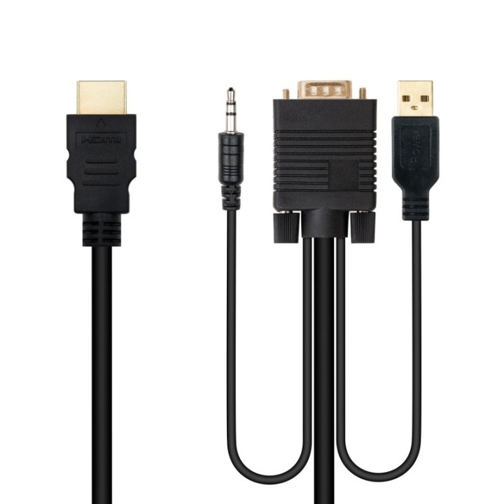 Nanocable Cable Conversor HDMI a VGA+Audio+USB 1.8 m Negro