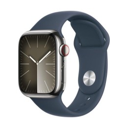 Apple Watch Series 9 GPS + Cellular 45mm Plata Caja de Acero Inoxidable con Correa Deportiva Azul Tempestad M/L