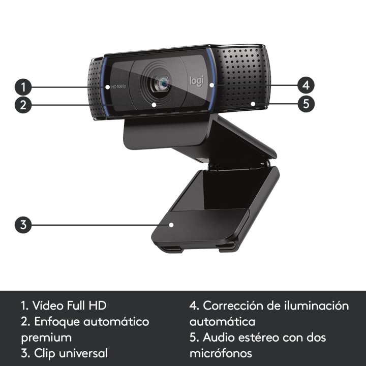 WebCam LOGITECH HD Pro C920 FHD USB Negra (960-001055)