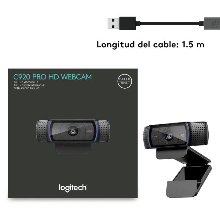 WebCam LOGITECH HD Pro C920 FHD USB Negra (960-001055)