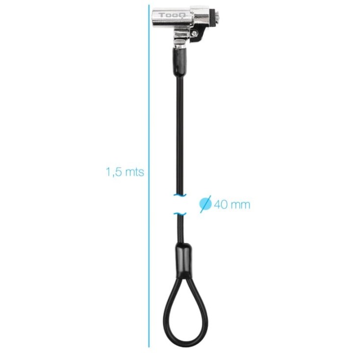 TooQ TQCLKC0045-G Cable de Seguridad Tipo NANO con Llave para Portátiles 1.5 metros Negro