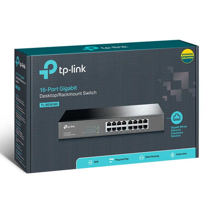 Switch TP-Link 16xRJ45 GbE Rack Negro (TL-SG1016D)