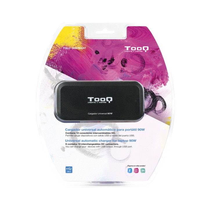 Cargador TooQ 90W 12 DC 2xUSB Negro (TQLC-90BS02AT)
