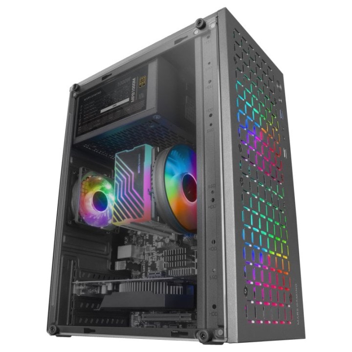 Mars Gaming MC-CORE Caja PC Micro-ATX Ultra-Compacta 2x Ventilador FRGB USB 3.0 Ventana Negro