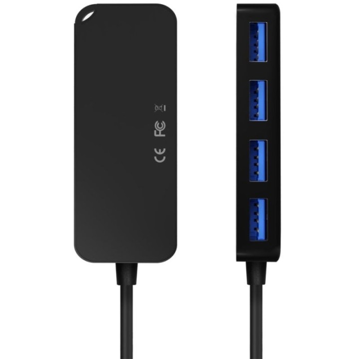 Aisens Hub USB-C a 4 Puertos USB 3.0 60cm Negro
