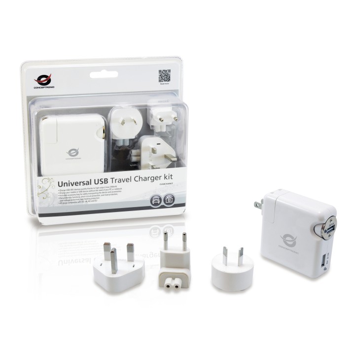 Cargador Coche/Pared CONCEPTRONIC 2xUSB (CUSBCHARKIT)