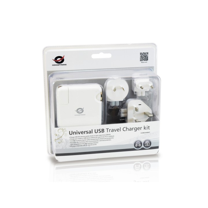 Cargador Coche/Pared CONCEPTRONIC 2xUSB (CUSBCHARKIT)