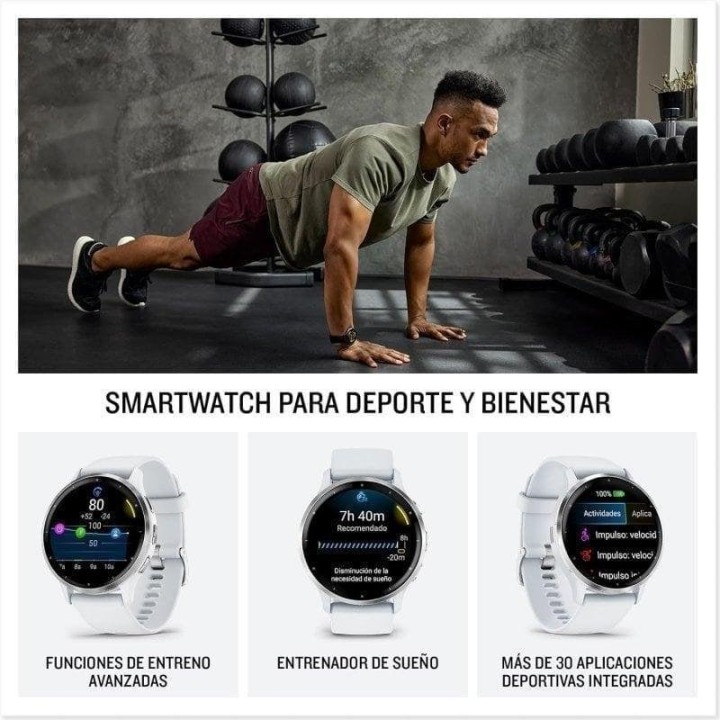 Garmin Venu 3 Reloj Smartwatch 45mm Bisel Acero Inoxidable con Caja y Correa de Silicona Blanca