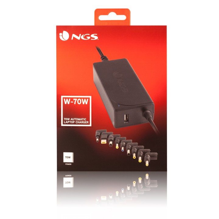 Cargador Automático NGS 70W 9 DC 1xUSB Negro (W-70W)