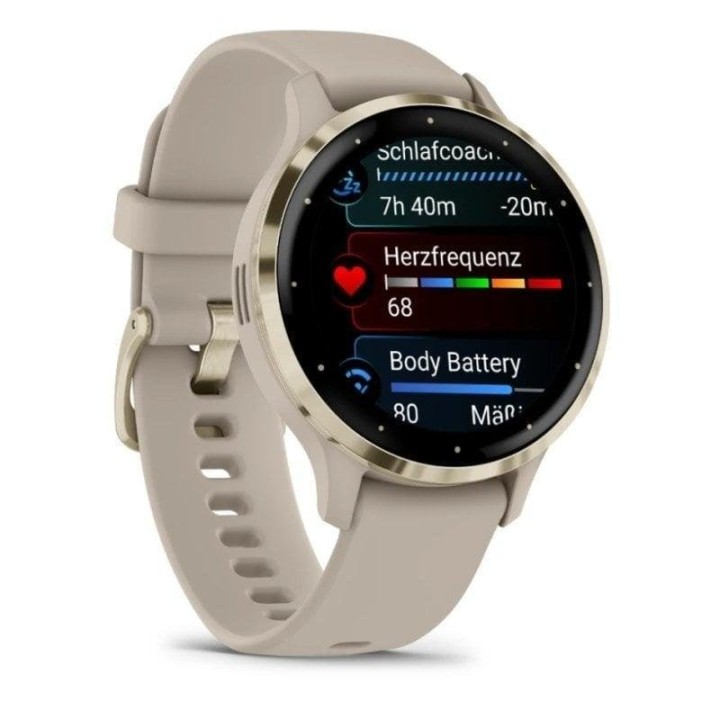 Garmin Venu 3S Reloj Smartwatch 41mm Bisel Acero Inoxidable Dorado con Correa de Silicona Beige Gold