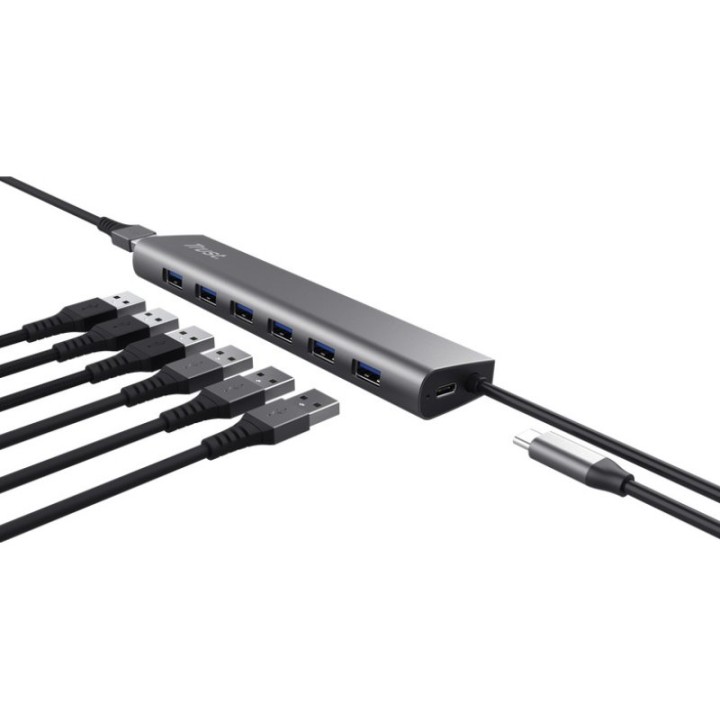 Trust Halyx HUB USB a 7 Puertos USB 3.2 Gris
