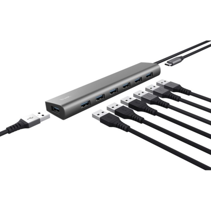 Trust Halyx HUB USB a 7 Puertos USB 3.2 Gris