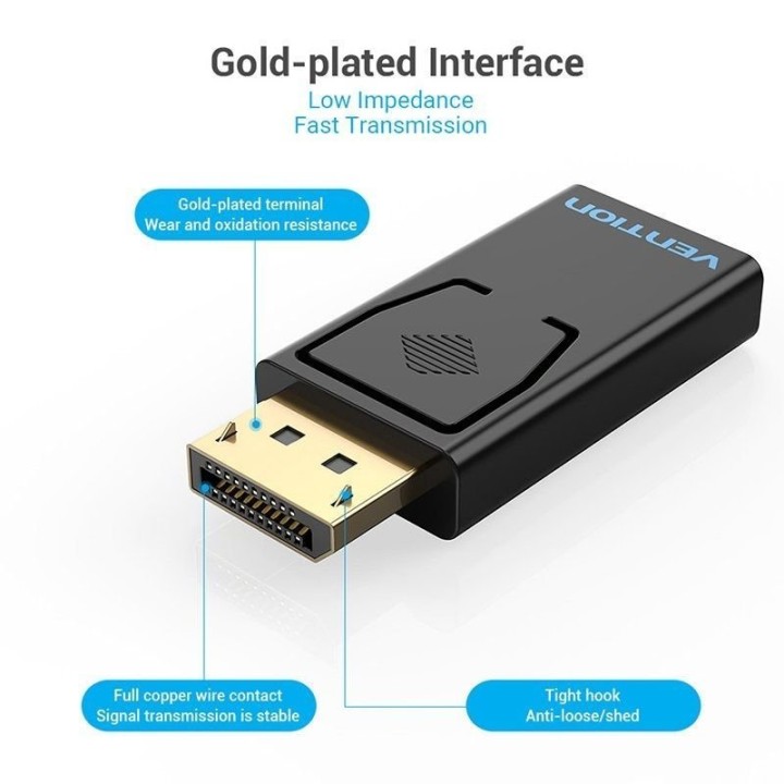 Vention HBKB0 Adadptador DisplayPort Macho a HDMI Hembra 1080p 60Hz Negro