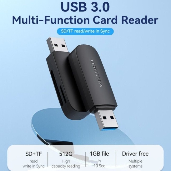 Vention CLGB0 Lector de Tarjetas Externo SD/MicroSD USB 3.0