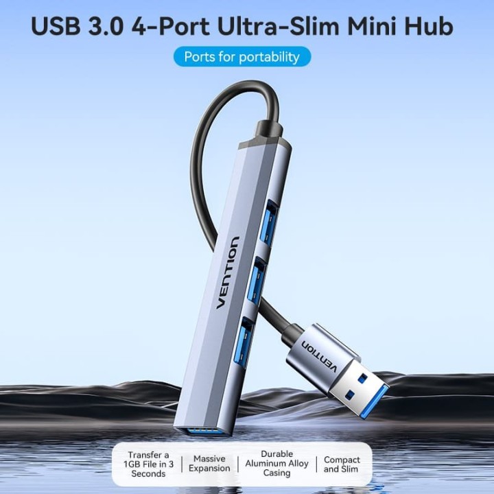 Vention CKOHB Hub 1xUSB 3.0/3xUSB 2.0 Aluminio Gris