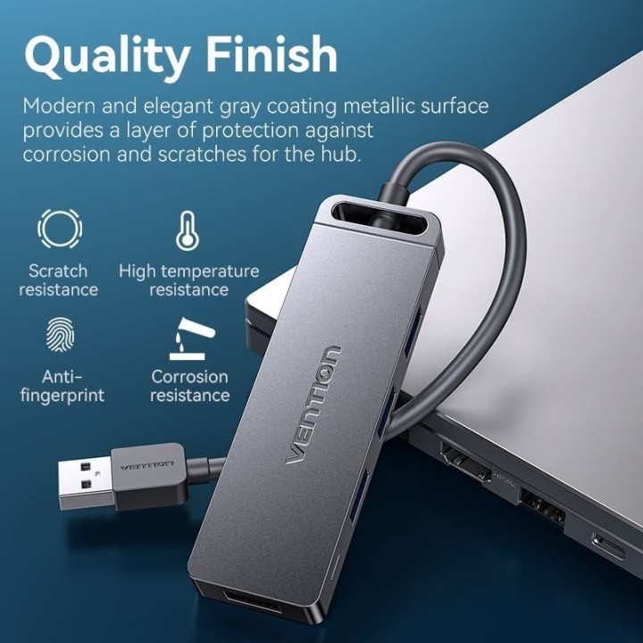Vention CHLBB Hub USB 4xUSB 3.0/1xMicroUSB con Soporte de Carga PowerDelivery