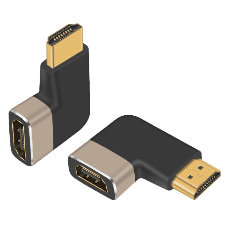 PcCom Essential Adaptador HDMI 8K 2.1 Macho a Hembra Acodado Tipo T Inverso