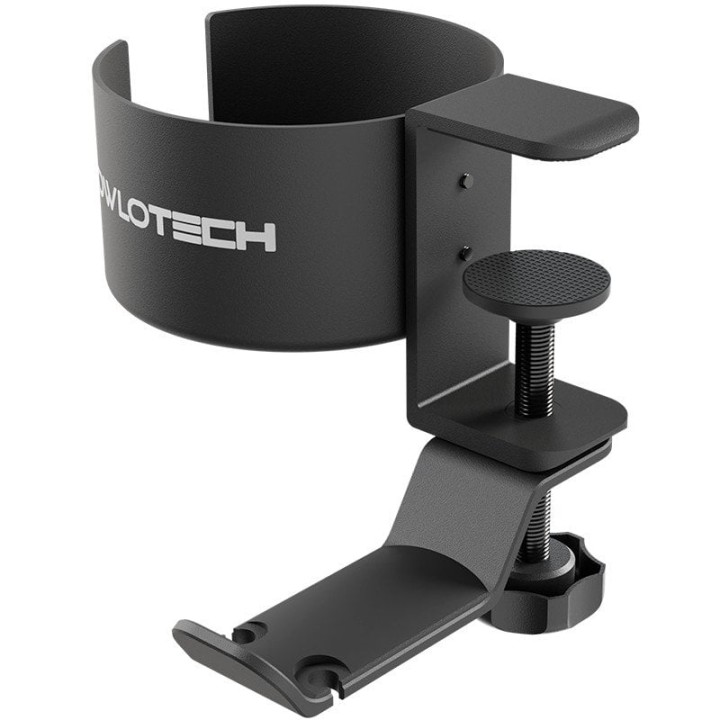 Owlotech Soporte Auriculares y Bebidas Colgador Mesa Estilo Percha Aluminio Anodizado Negro