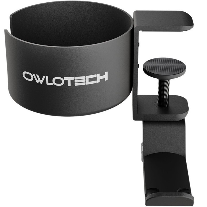 Owlotech Soporte Auriculares y Bebidas Colgador Mesa Estilo Percha Aluminio Anodizado Negro