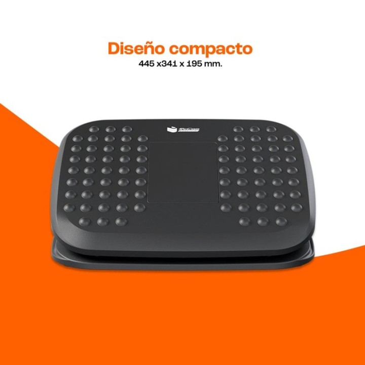 PcCom Essential Reposapiés Ajustable Inclinable Ergonómico Confort Masaje 44x34cm Negro