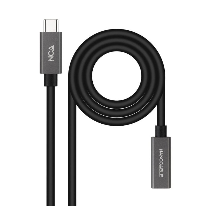 Nanocable Cable Alargador USB-C 4K/60Hz Macho/Hembra Negro 1m