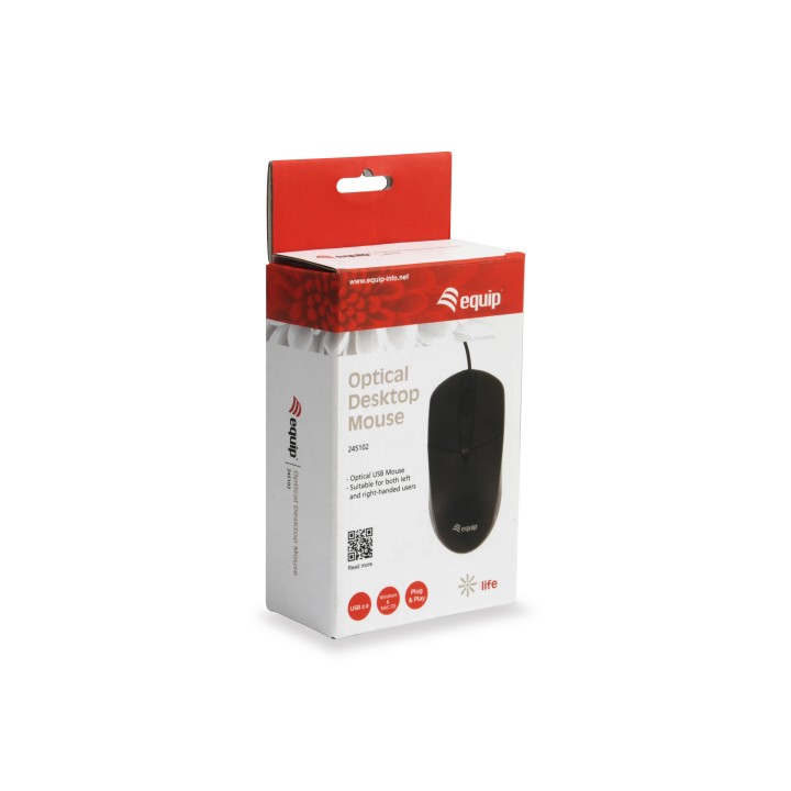 Ratón EQUIP Life Óptico USB-A 1000dpi Negro (EQ245102)