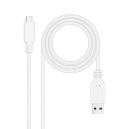 Nanocable Cable USB 3.1 Gen 2 USB-C a USB-A 1,5 m Blanco 10Gbps 3A
