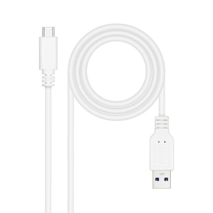 Nanocable Cable USB 3.1 Gen 2 USB-C a USB-A 1,5 m Blanco 10Gbps 3A
