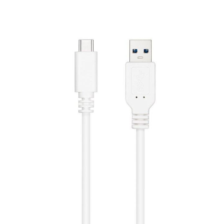 Nanocable Cable USB 3.1 Gen 2 USB-C a USB-A 1,5 m Blanco 10Gbps 3A