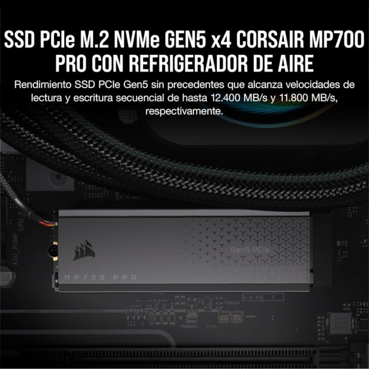 Corsair MP700 PRO 1TB Disco SSD PCIe M.2 NVMe 2.0 Gen5 x4 con Refrigerador de Aire