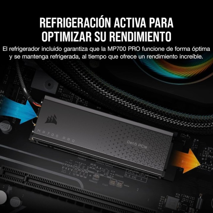 Corsair MP700 PRO 1TB Disco SSD PCIe M.2 NVMe 2.0 Gen5 x4 con Refrigerador de Aire