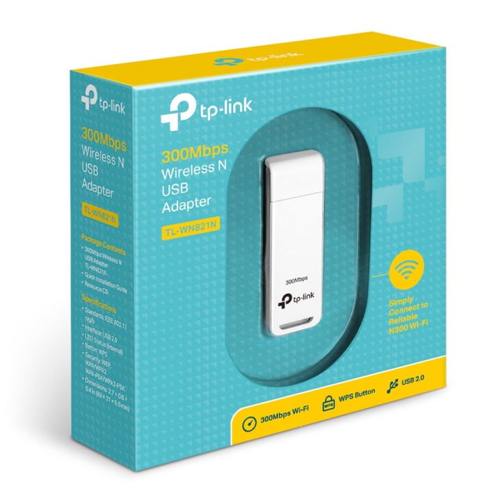 Adaptador TP-Link N300 USB 2.0 WLAN WiFi 4 (TL-WN821N)