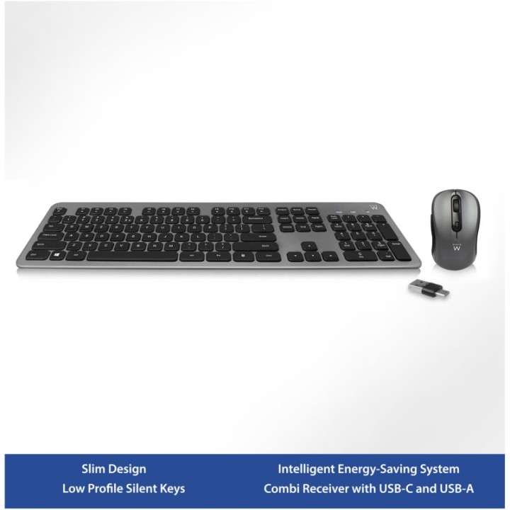 Ewent EW3272 Combo Teclado Inalámbrico + Ratón Gris/Negro