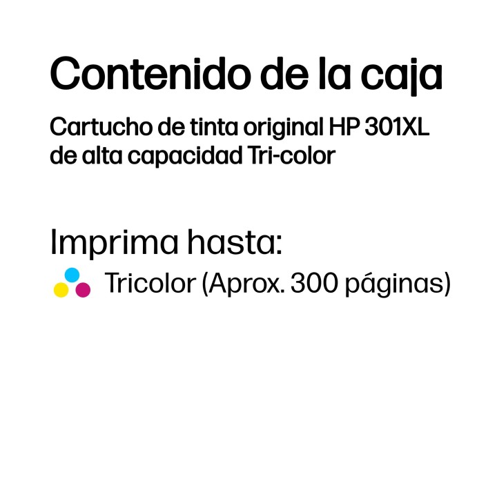 Tinta HP 301XL Tricolor 6ml 330 páginas (CH564EE)