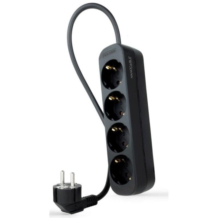 Nanocable Regleta de Enchufes con 4 Tomas Tipo F 1.4m Negro