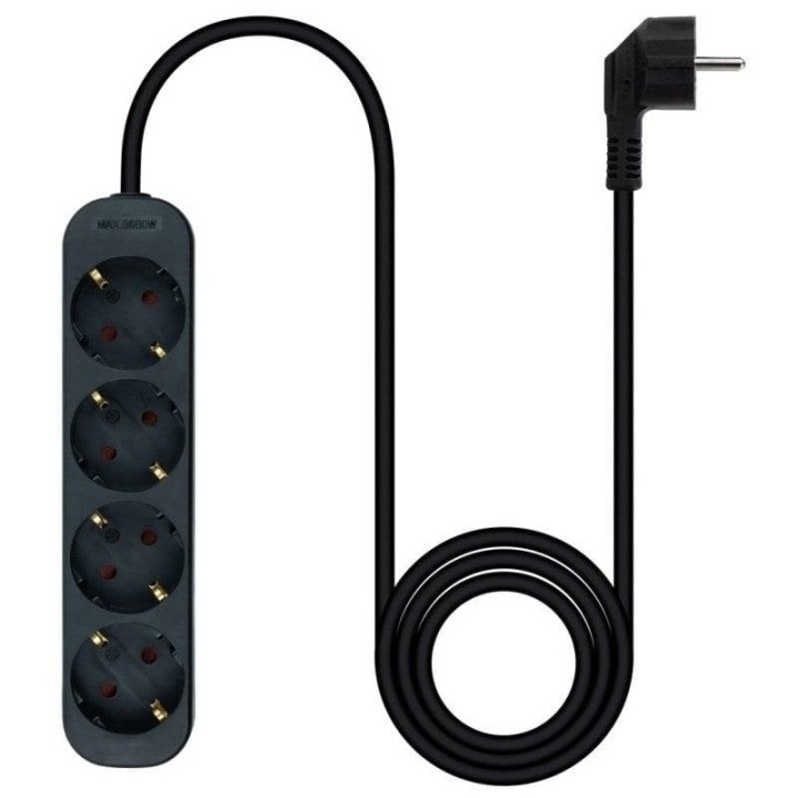 Nanocable Regleta de Enchufes con 4 Tomas Tipo F 1.4m Negro