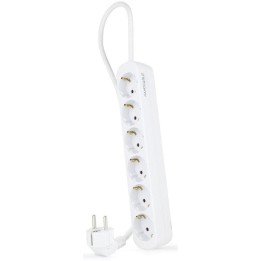 Nanocable Regleta de Enchufes con 6 Tomas Tipo F 1.4m Blanco