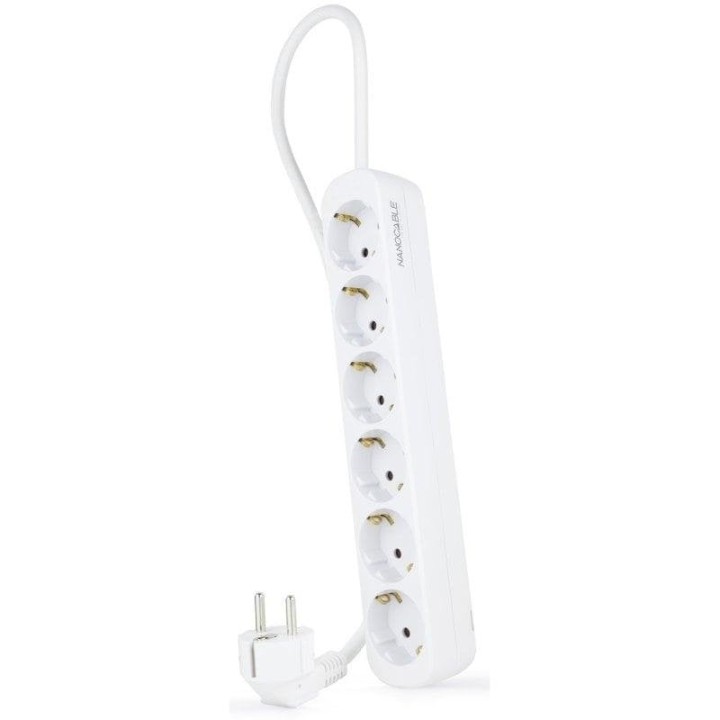 Nanocable Regleta de Enchufes con 6 Tomas Tipo F 1.4m Blanco